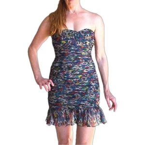 JILL STEWART Silk Strapless Ruched Mini Dress